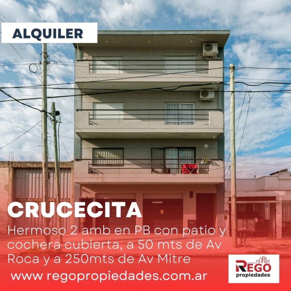 DEPARTAMENTO 2 AMB EN PB -CON COCHERA Y PATIO