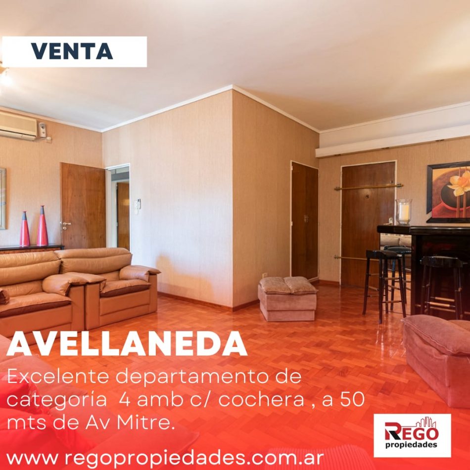 VENTA Excelente Departamento 4 ambientes en altura con cochera - Avellaneda Centro.