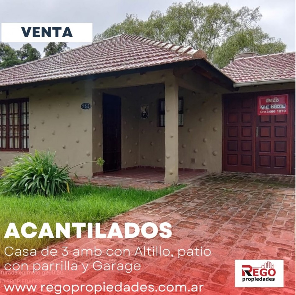 VENTA CASA DE 3 AMB. CON ALTILLO, PATIO CON PARRILLA