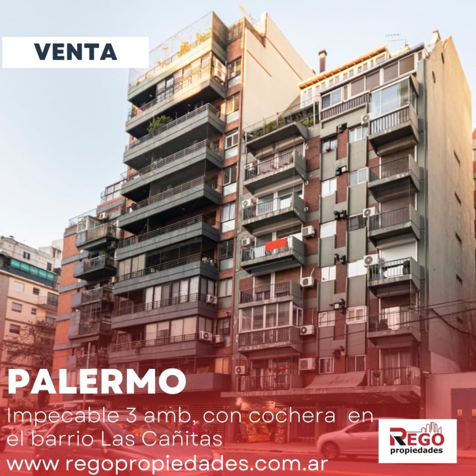 VENTA IMPECABLE DEPARTAMENTO 3 AMB, AL FRENTE C/ COCHERA- BARRIO LAS CAÑITAS- CAPITAL FEDERAL